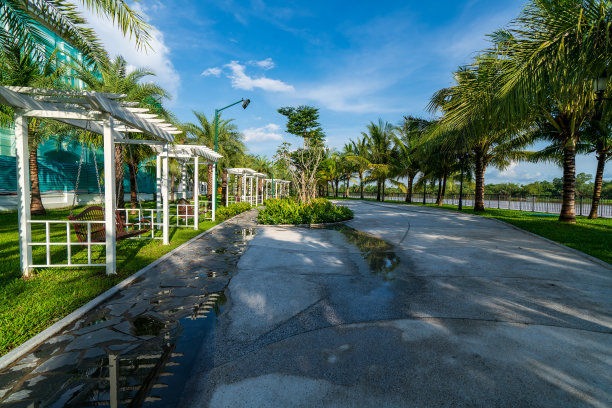 五彩缤纷的操场在公园的院子里。库存图片图片下载