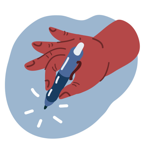 书写手的矢量插图。男性手持笔图片下载