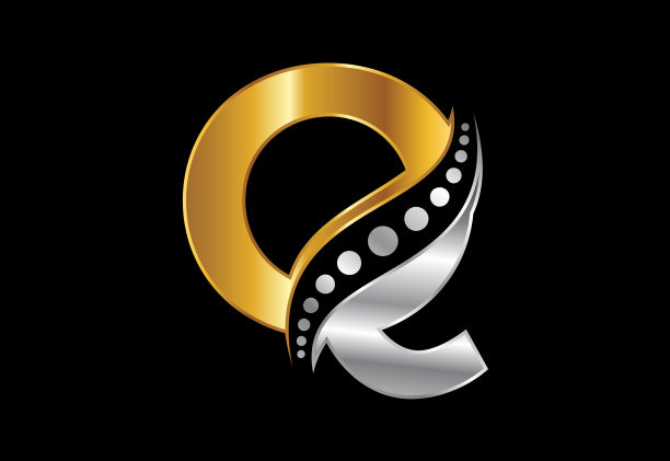 首字母Q字母字母与捏脊标志。脊椎护理图标。字体标志。图片下载