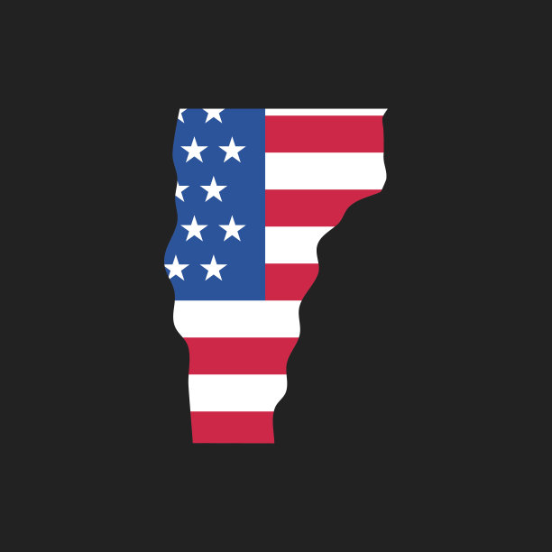 佛蒙特州。州地图和美国国旗。矢量插图。图片下载