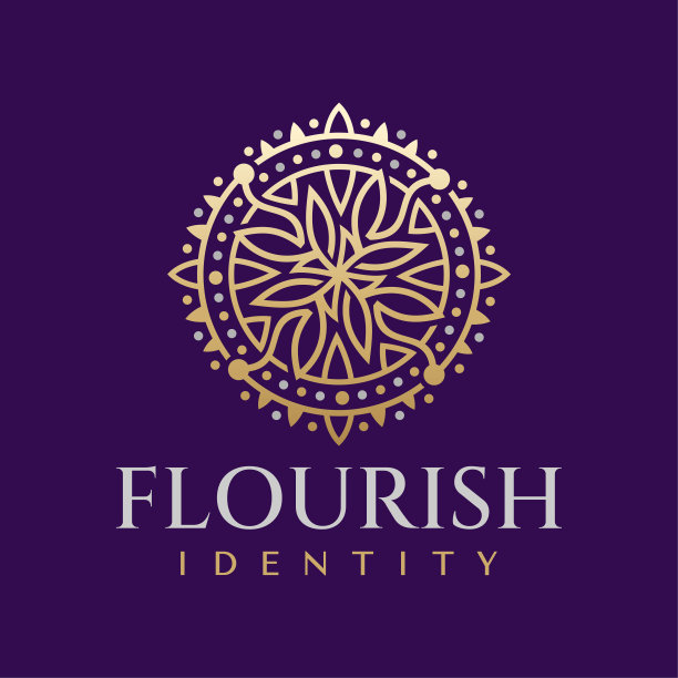 豪华装饰线花圈标志设计。优雅繁盛标志品牌。图片下载