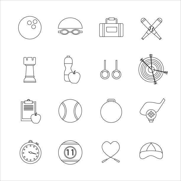 一套轮廓体育图标图片下载