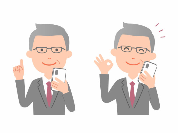 CEO操作着智能手机，各种表情图片下载