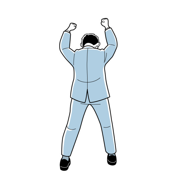 一个男人的背影，他以勇敢的姿态欢呼雀跃图片下载