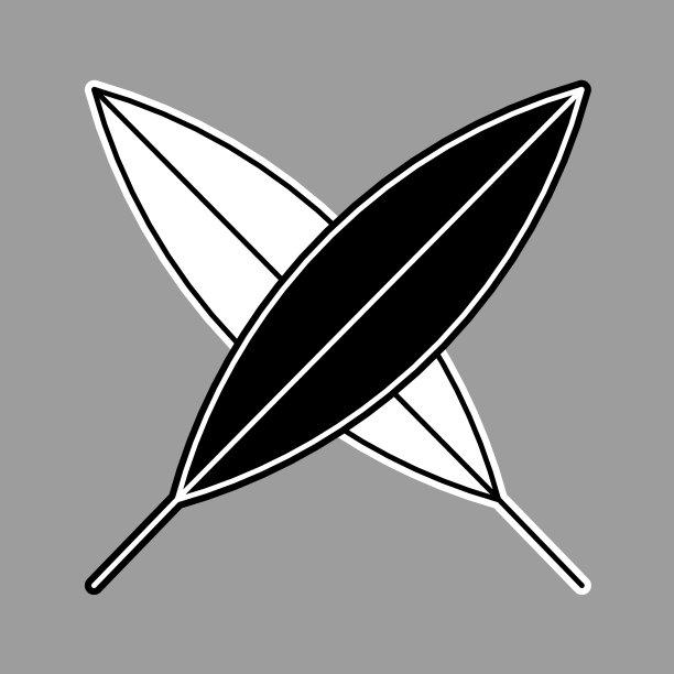 日式设计，两叶竹制招牌。简单矢量标志图片下载