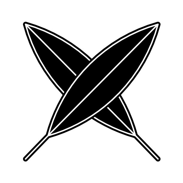 日式设计，两叶竹制招牌。简单矢量标志图片下载