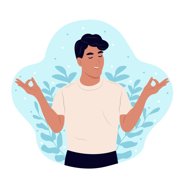 男人闭着眼睛沉思。压力宣传月。禅意与和谐的概念。心理健康宣传月。图片下载