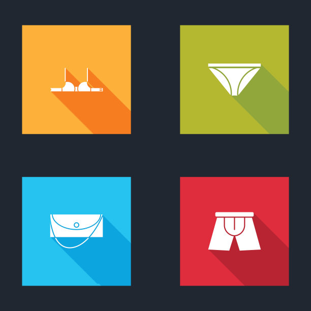 设置胸罩，男人内裤，手包和图标。向量图片下载