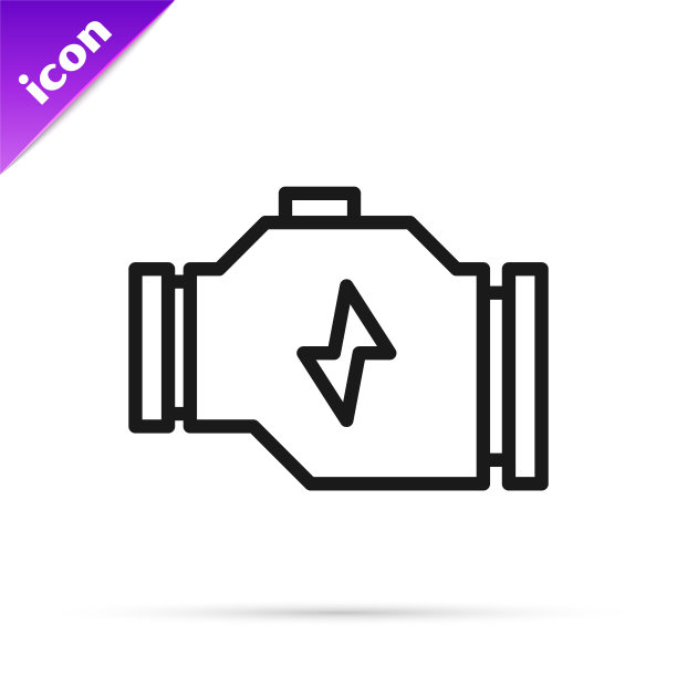 黑线检查引擎图标隔离在白色背景上。向量图片下载