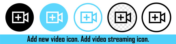 添加新视频或上传电影。创建媒体。流视频。向量图片下载