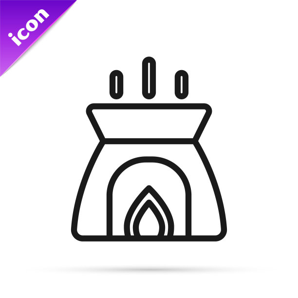 黑线香气蜡烛图标孤立在白色背景。向量图片下载