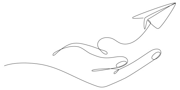 连续画线手捧飞纸飞机。图片下载