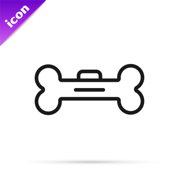 黑线狗骨图标孤立在白色背景。宠物食品符号。向量图片下载