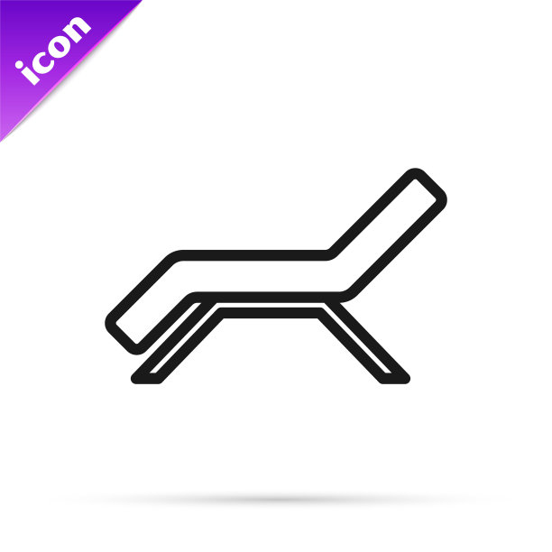 黑线太阳床图标孤立在白色背景。太阳懒人。向量图片下载