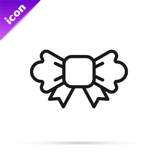 黑线蝴蝶结图标孤立在白色背景。向量图片下载