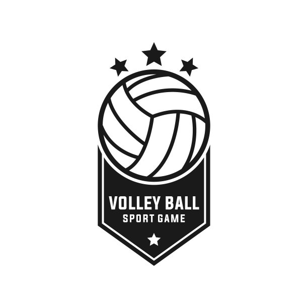 排球徽章矢量模板。体育截击图形插图徽章补丁风格。图片下载