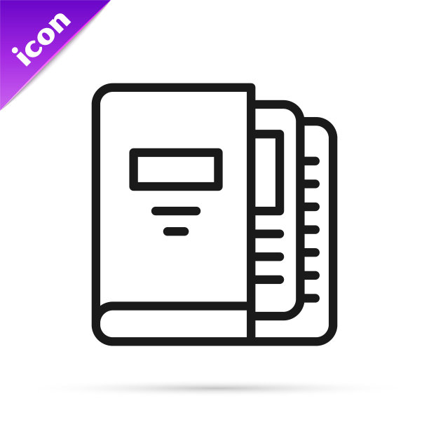 黑线办公室文件夹与文件图标隔离在白色背景。办公室的绑定。档案文件夹签名。向量图片下载