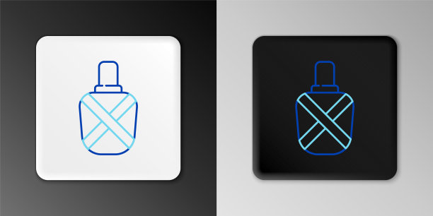 线食堂水瓶图标孤立的灰色背景。旅游烧瓶图标。一罐水在运动中使用。彩色轮廓概念。向量图片下载