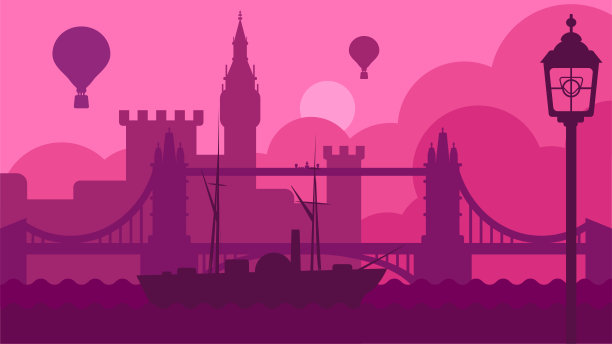 伦敦景观与建筑和河流矢量图片下载