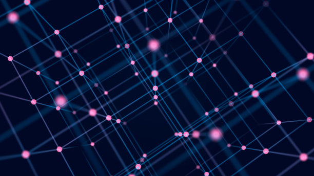 数字区块链概念。数据存储在单独的单元中。抽象的背景与点和连接线。3 d图片下载