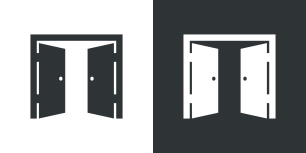 打开门推或拉简单的图标矢量插图在黑白背景图片下载