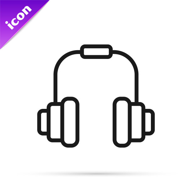 黑线耳机图标隔离在白色背景上。耳机。听音乐、服务、沟通、运营商的概念。向量图片下载