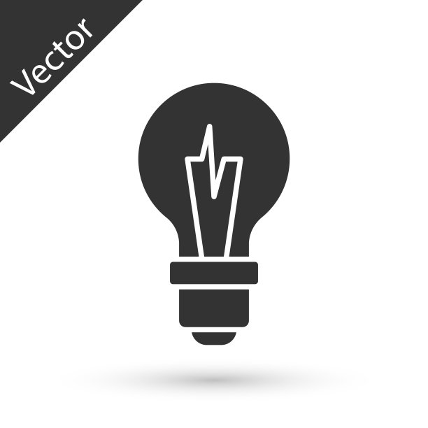 白色背景上带有隔离概念图标的灰色灯泡。能量和理念的象征。灵感的概念。向量图片下载