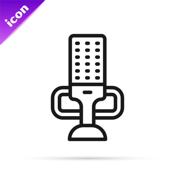黑线麦克风图标隔离在白色背景上。在空中无线电麦克风。演讲者的迹象。向量图片下载