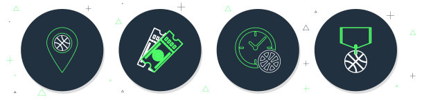 以篮球图标为主题，设置直线篮球比赛门票，规划策略，概念和位置。向量图片下载