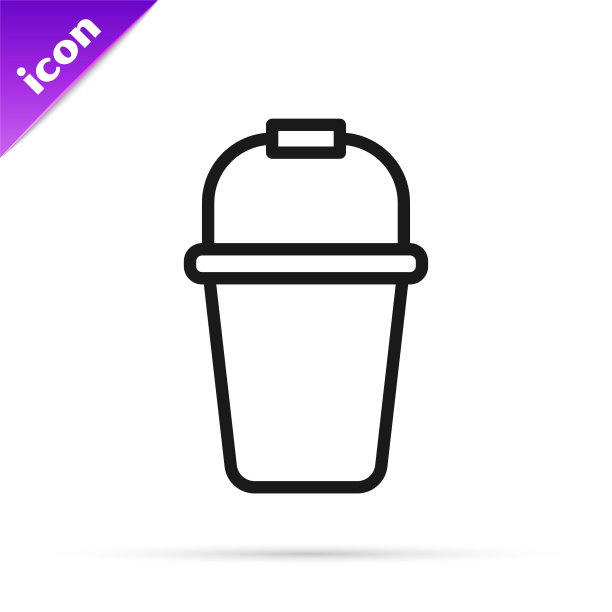 黑线桶图标隔离在白色背景上。向量图片下载