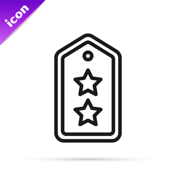 黑线军衔图标孤立在白色背景上。军徽标志。向量图片下载