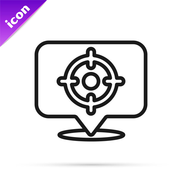 黑线目标运动图标孤立在白色背景上。干净的目标与数字射击场或射击。向量图片下载