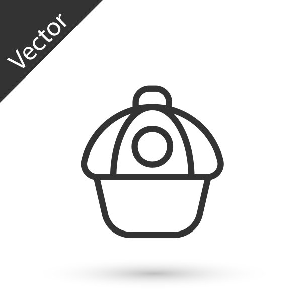 灰色线棒球帽图标孤立在白色背景。运动设备。体育制服。向量图片下载