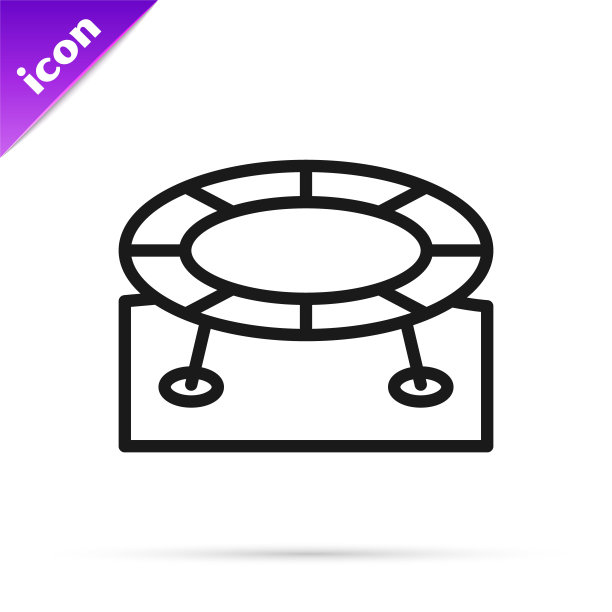 黑线蹦床图标孤立在白色背景上。向量图片下载