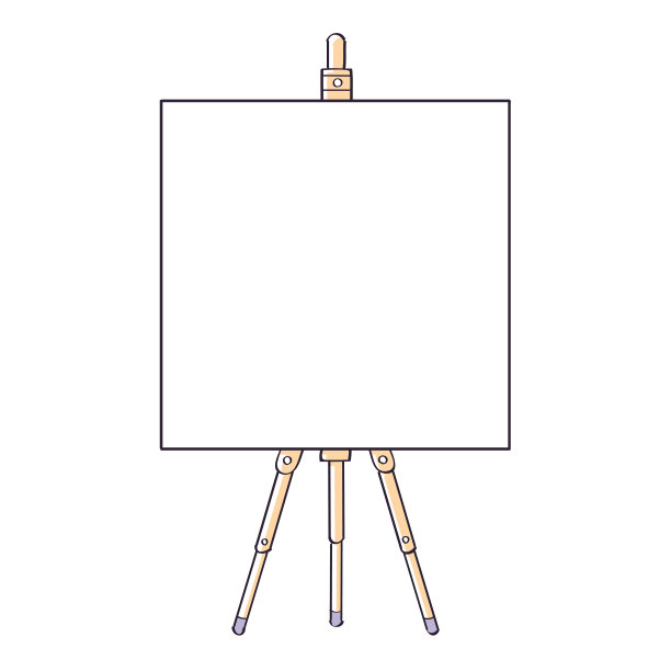 画架与一个大方形白色帆布板图片下载