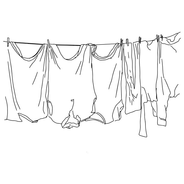 细亚麻和t恤晾在一根绳上图片下载