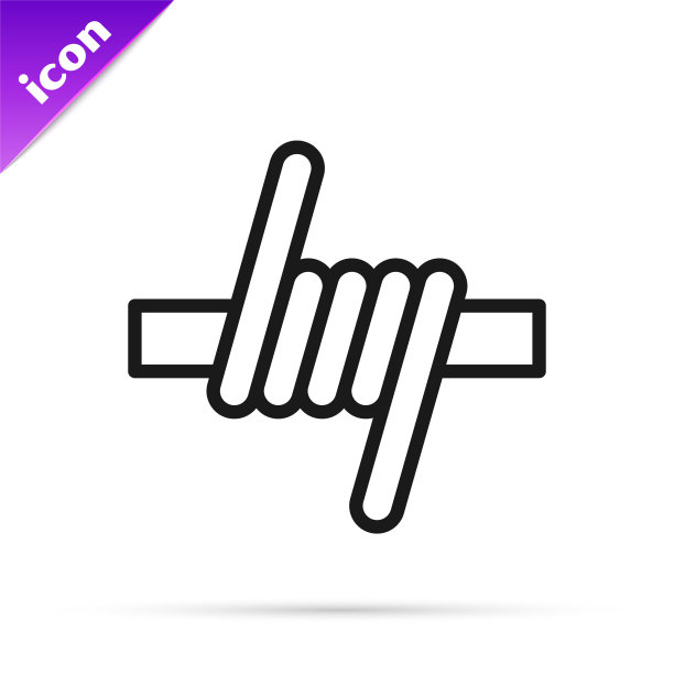 黑线铁丝网图标隔离在白色背景上。向量图片下载