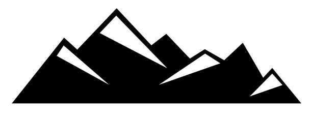 黑色剪影山峰景观横幅全景插图冒险旅行图标矢量为标志，孤立在白色背景图片下载