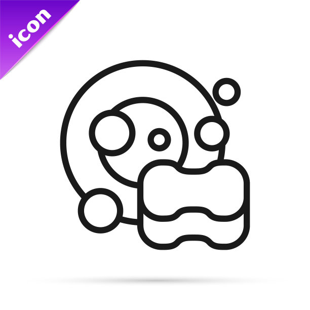 黑线洗碗图标孤立在白色背景。清洗盘子图标。洗碗机的迹象。清洁餐具标志。向量图片下载