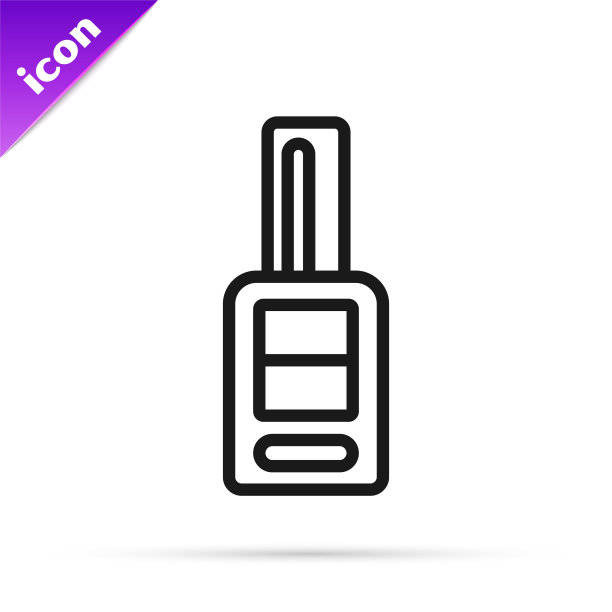 黑线汽车钥匙与远程图标隔离在白色背景。车钥匙和报警系统。向量图片下载