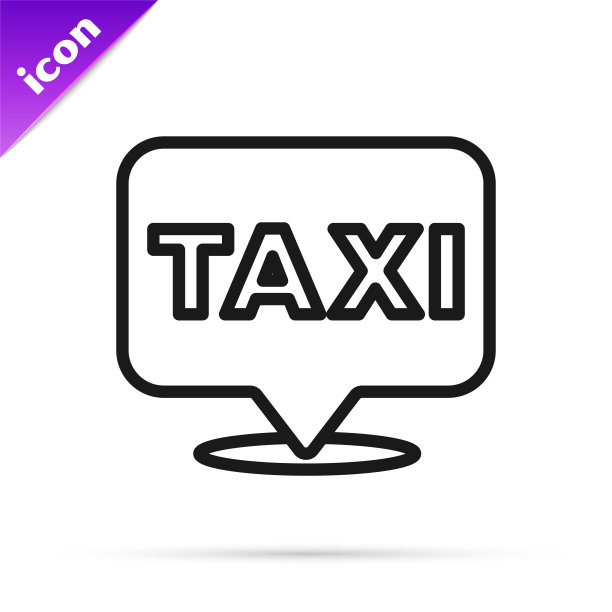 黑线地图指针，出租车图标隔离在白色背景上。位置的象征。向量图片下载