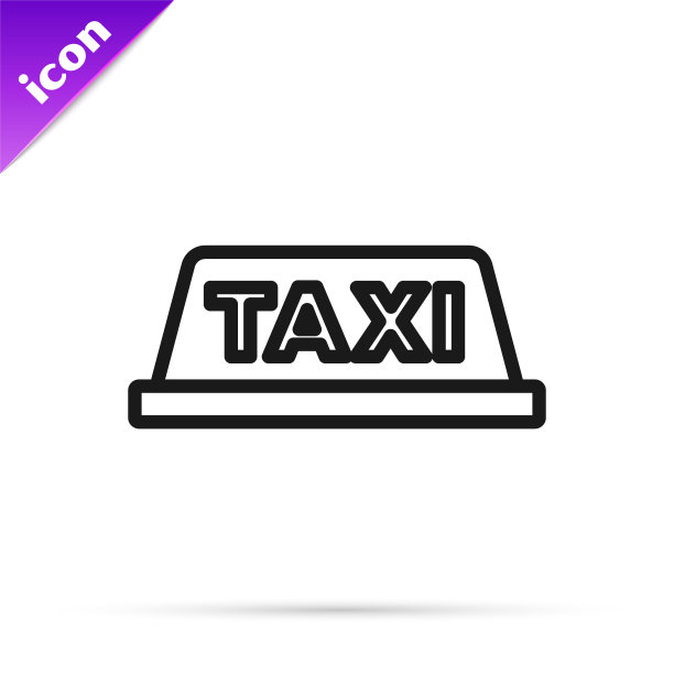 黑线出租车车顶图标孤立在白色背景上。向量图片下载
