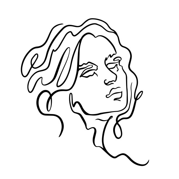 美女脸部轮廓风格黑色。图片下载