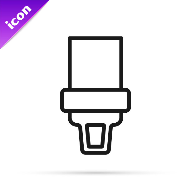 黑线安全带图标隔离在白色背景上。安全带。向量图片下载
