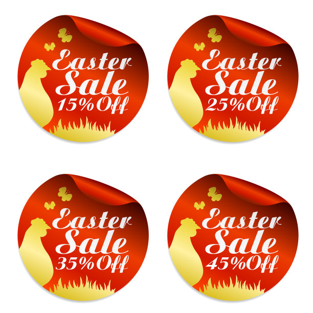 复活节红色促销贴纸集15 25 35 45折图片下载