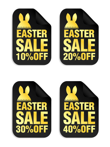 复活节促销黑色贴纸金色文字10 20 30 40图片下载