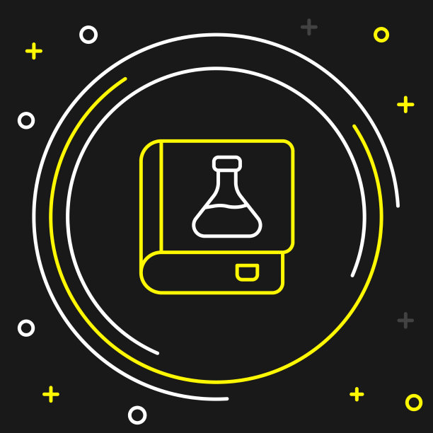 线化学书图标隔离在黑色上图片下载