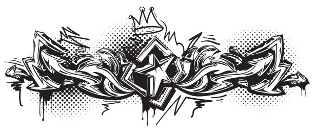 黑白抽象涂鸦箭头和星星图片下载