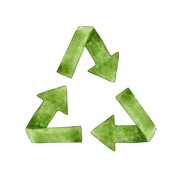 绿色垃圾回收标志水彩图片下载