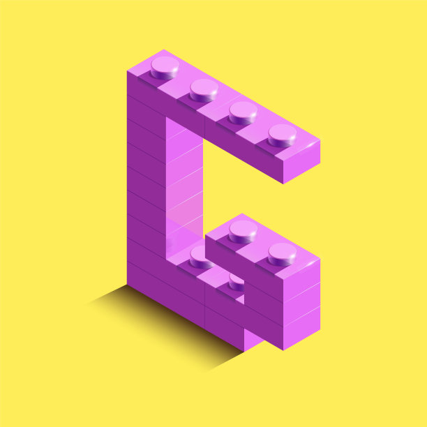 现实的粉色3d等距字母G从构造器砖。图片下载